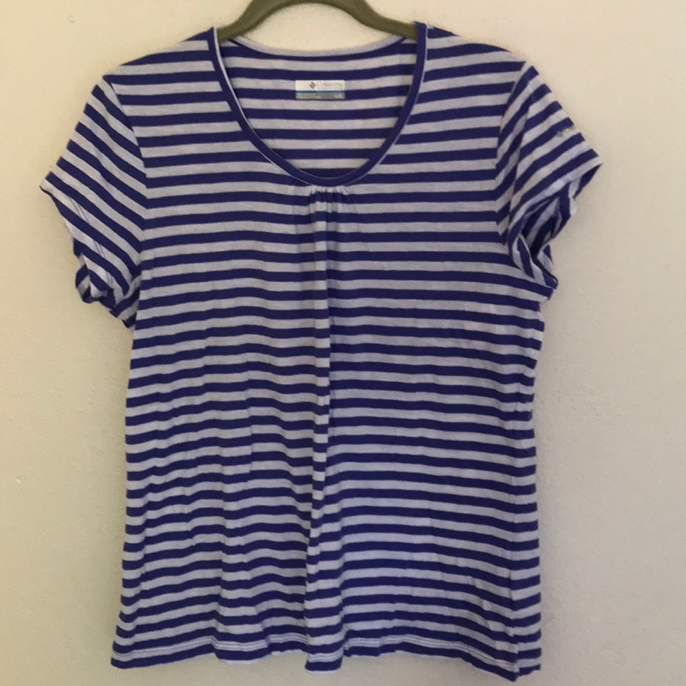 3/20Columbia striped white purple short sleeve top
